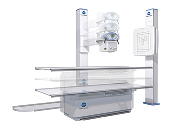 composite image showing Floor Mount DR system in motion