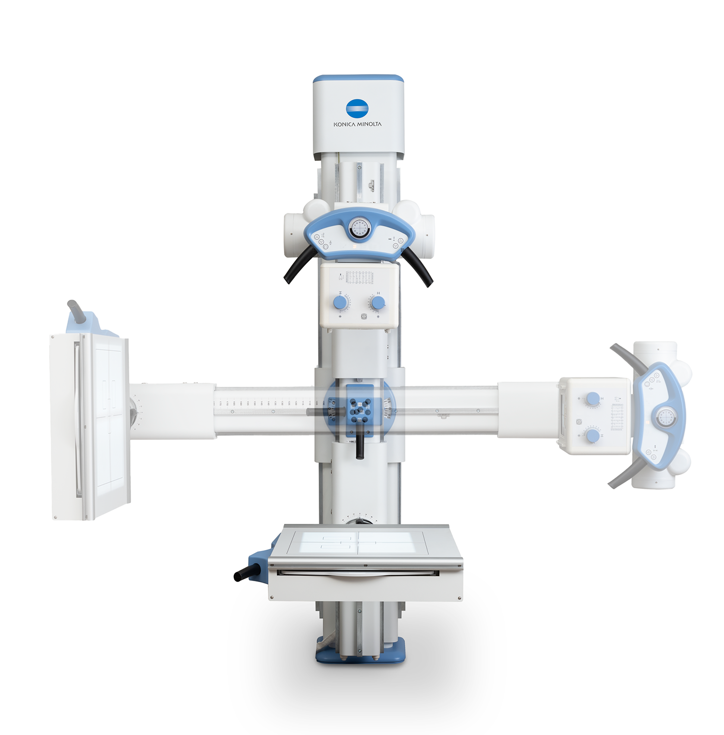 Straight Arm Digital Radiography System showing range of motion