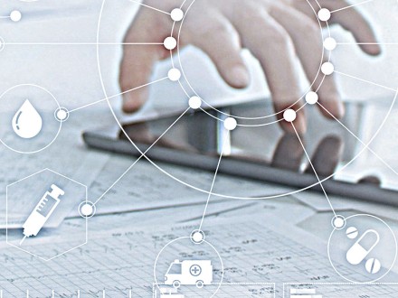 doctor using a tablet computer