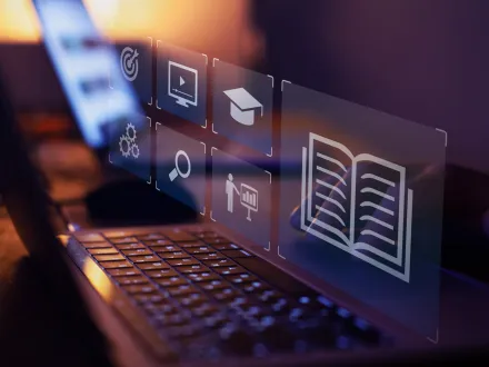 e-learning, online education concept, learn on internet 