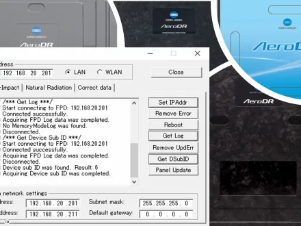 Image of FPD Mainte Tool Application with assorted AeroDR detectors.