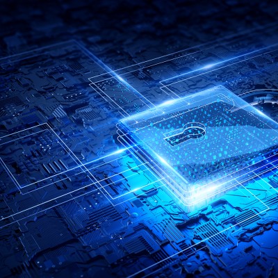 graphic of a virtual lock on a digital background