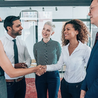 Business people introducing themselves