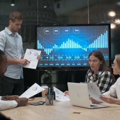 Four people participating in a training session