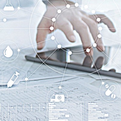 doctor using a tablet computer