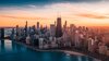 chicago skyline at dusk